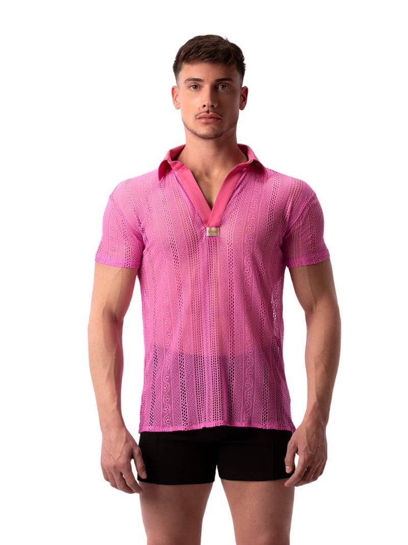 BARCODE Berlin Grigor Polo Shirt: Crochet Lace Pattern