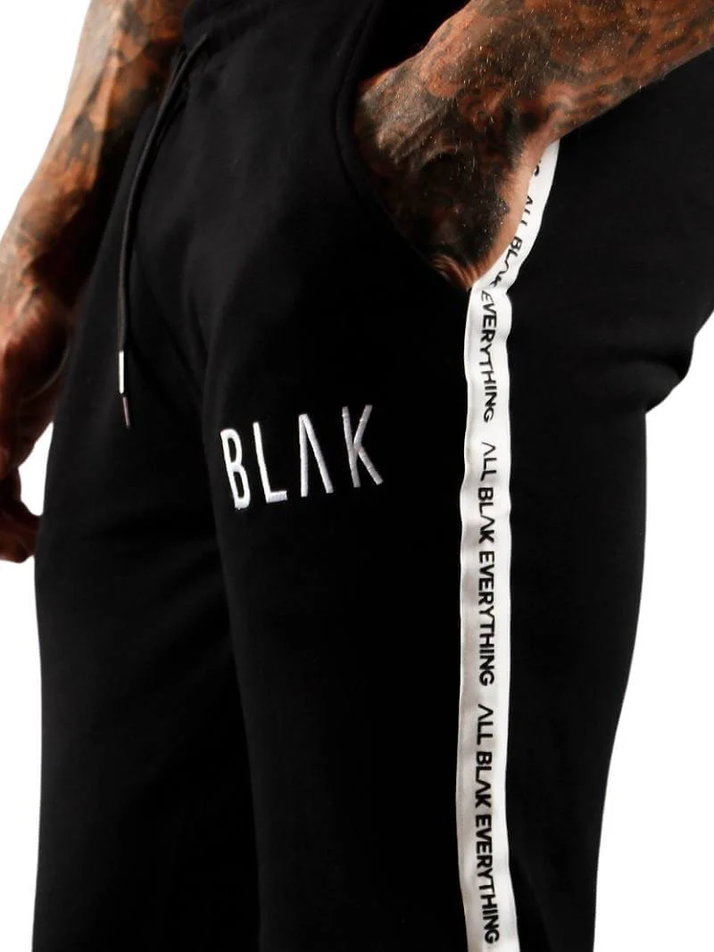 BLAK Zipped Hem Slim Fit Cotton Joggers with Side Tape & Pockets - Image 3