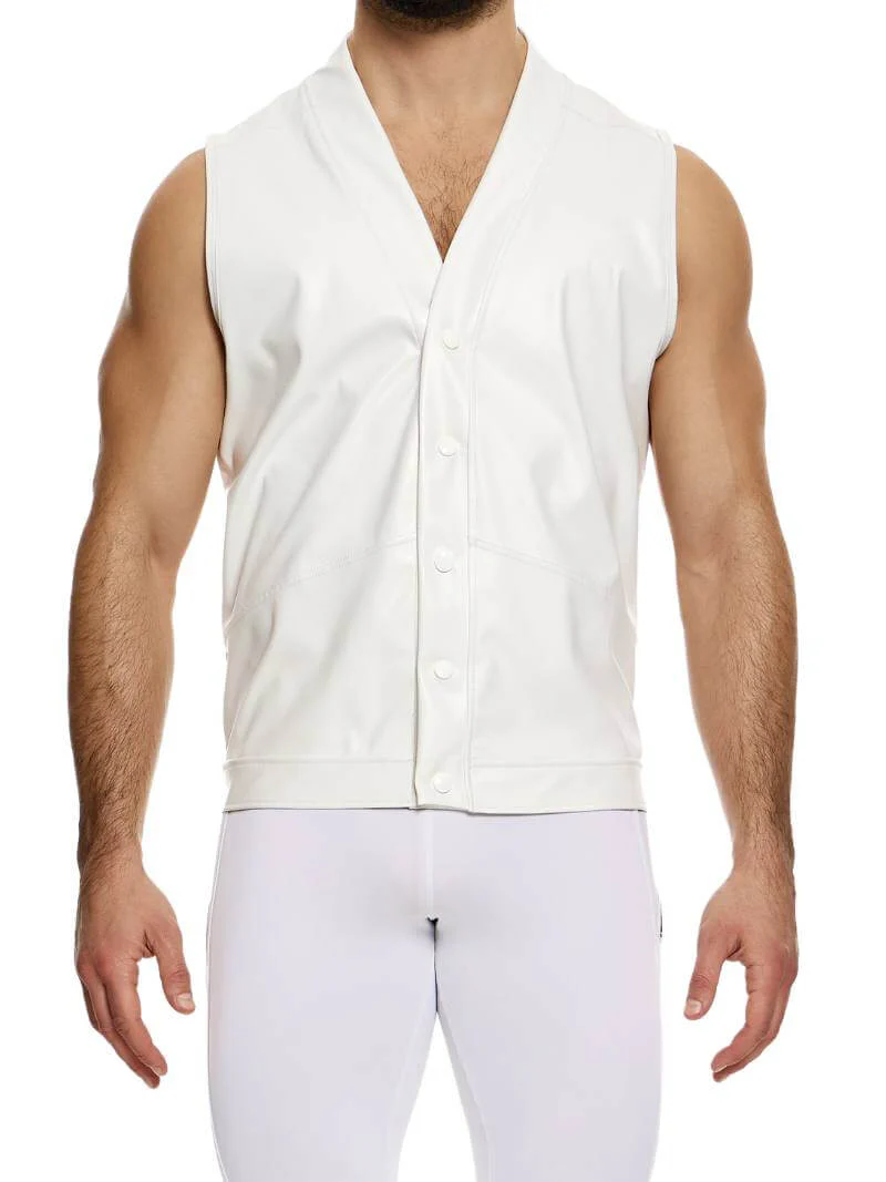 MODUS VIVENDI White Leather Vest - SIZE LARGE