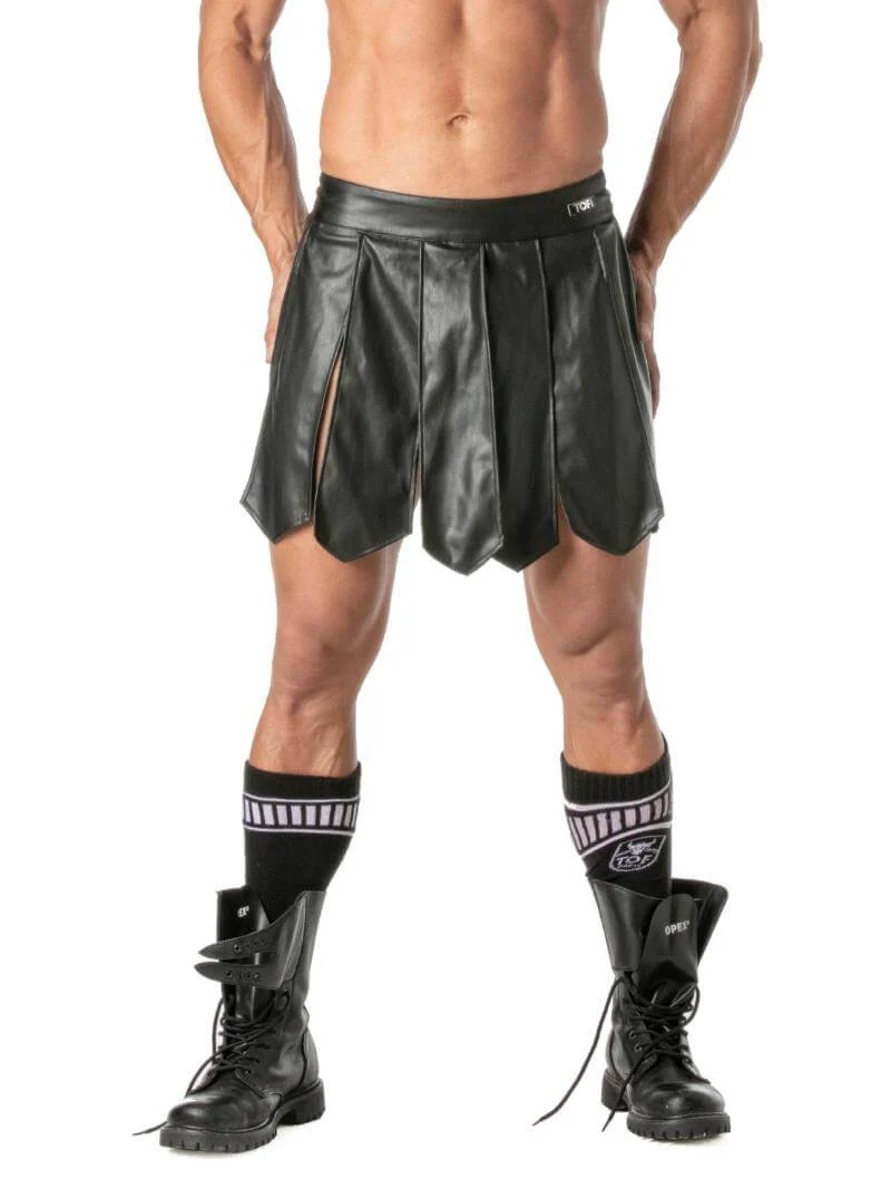 TOF Paris Kinky Leather Look Gladiator Skirt